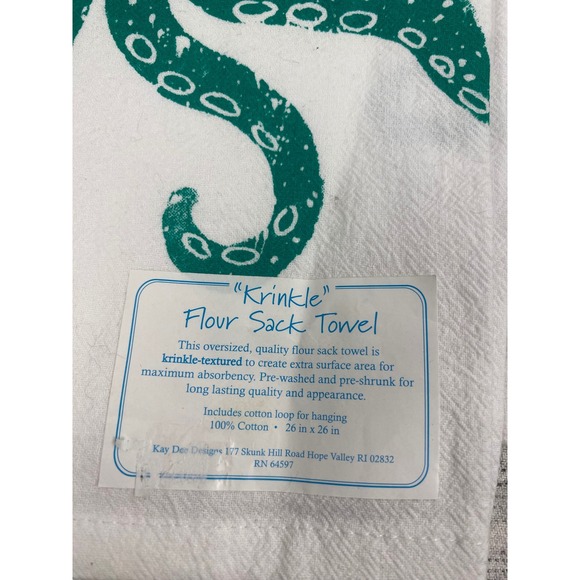 Kay Dee Designs Octopus Coastal Krinkle Flour Sack Cotton Kitchen Dish Towel NWT - Picture 2 of 5